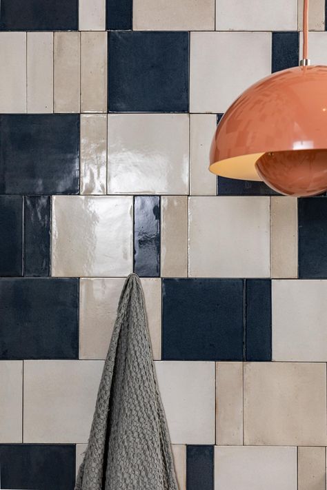 Unique Galley Kitchen, Whole Bathroom Tile, Pattern Tile Floor Bathroom, Interesting Kitchen Backsplash, Playful Interior Design, Checkered Bathroom, Bad Inspo, Marazzi Tile, Billiards Bar