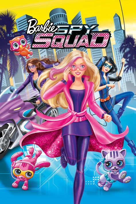 Barbie: Spy Squad  #moviesAction #moviesAnimation #moviesFamily Barbie and her best friends Teresa and Renee transform from hard-working gymnasts to undercover secret agents. When their amazing gymnastics skills catch the eye of a top-secret spy agency the girls are soon following clues to a gem-stealing cat burglar using high-tech gadgets glam disguises and cute robo-pets to save the day. Barbie Spy Squad, Stephanie Sheh, Barbie Gifts, Gymnastics Skills, Tech Gadget, Amazing Gymnastics, Childrens Music, Secret Agent, Universal Pictures