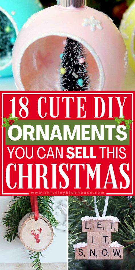 Pad your holiday fund by making and selling DIY Christmas ornaments. This holiday side hustle idea is perfect for anyone who wants to make money by selling crafts. These handicraft christmas ornaments are a perfect way to make some extra money during the holidays. This holiday side hustle is perfect for anyone needing to make some extra money for Christmas. Diy Ornaments To Sell, Christmas Ornaments To Make And Sell, Christmas Crafts To Sell 2023, Christmas Craft Fair Ideas To Sell, Christmas Craft Fair Ideas, Ornaments To Make And Sell, Christmas Crafts To Sell Make Money, Easy Diy Christmas Ornaments, Christmas Crafts To Make And Sell