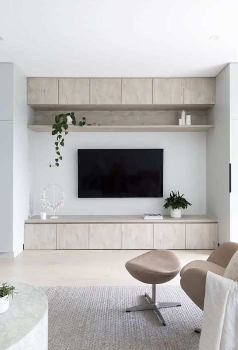 Top 10 Best Storage Solutions with Custom Joinery - The White Interior Design Studio Tv On The Wall, Tv Kastenwanden, Scandi Living Room, Living Room Plan, Living Room Tv Unit, Nordic Living Room, White Interior Design, Living Room Tv Wall, Room Planning