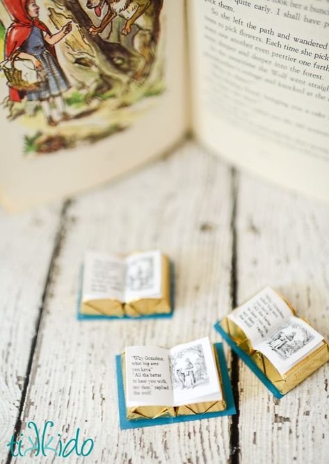 Book Club Treats, Book Themed Party Food, Chocolate Bibles, Book Party Ideas, Book Themed Party Favors, Book Party Favors, Book Chocolate, Artsy Party, Red Riding Hood Book