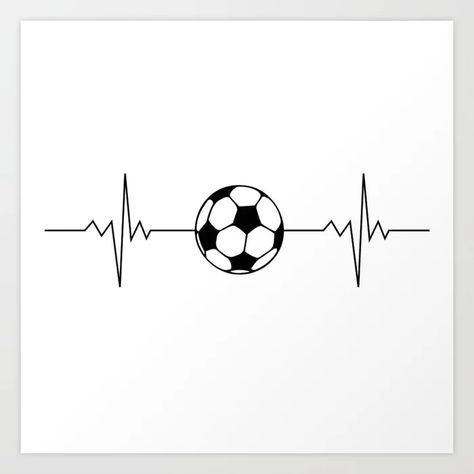 Soccer Pulse Heartbeat Line Art Print Soccer Tattoos, Soccer Room, Heartbeat Line, Society6 Art, Abstract Prints, In A Heartbeat, Unique Art, Printing Process, Artwork Prints