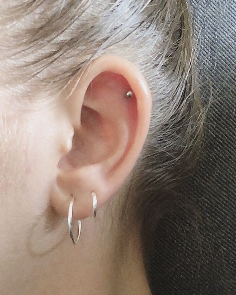 Helix piercing Silver Helix Piercing, Helix Piercing Silver, Earring Inspo, Piercing Inspo, Helix Piercing Jewelry, Helix Earrings, Helix Piercing, Shiny Things, Future Tattoos