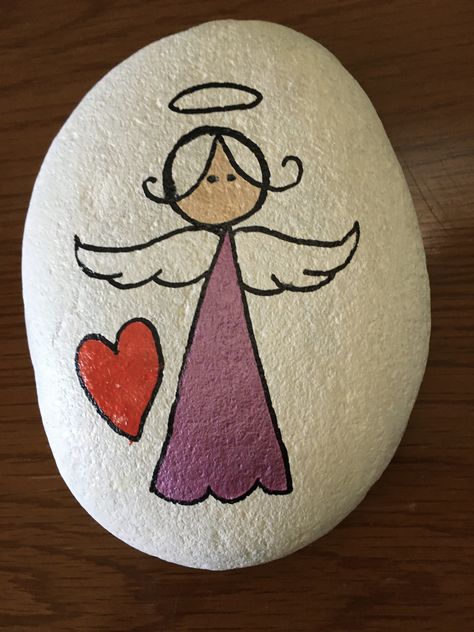 Angel Painted Rocks, Diy Rock Art, Mandala Painted Rocks, Stone Art Painting, Christian Crafts, Painted Rocks Kids, Painted Rocks Craft, Painted Rocks Diy, Rock Painting Ideas Easy