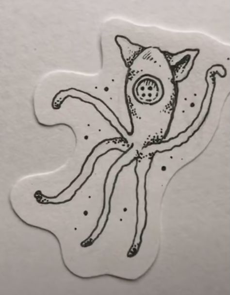 Squid From Coraline Tattoo, 2x2 Size Tattoo Ideas, Trippy Tattoos Ideas, Coraline Small Tattoo, Coraline Tattoo Aesthetic, Simple Spooky Tattoo Ideas, Small Tattoos Edgy, Coraline Squid Tattoo, Stick And Poke Tattoo Ideas Simple Edgy