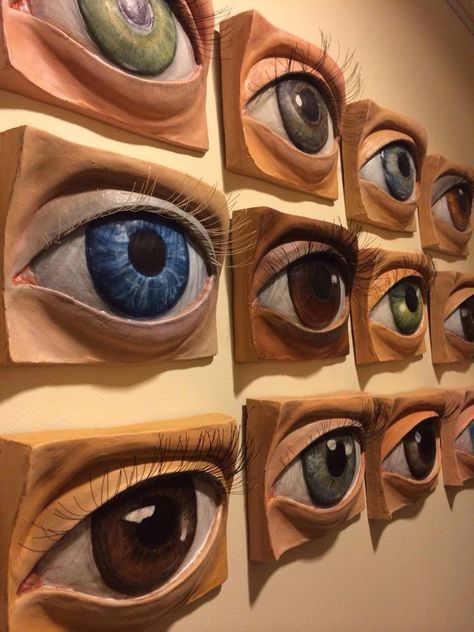 Eye, wall Wall Of Eyes, Eye Sculpture, Clay Eye, معرض فني, 3d Eye, Art Lessons Middle School, Eyes Artwork, Art Folder, Cardboard Art