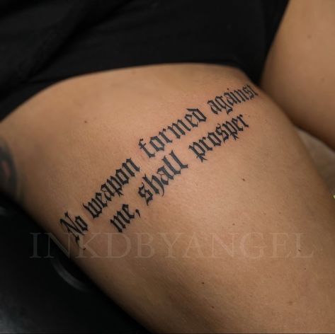 Long Quotes Tattoos, Dv Tattoos For Women, Tattoo Word Ideas, Tattoos For Overcoming Struggles, Side Of Hand Tattoo, Over The Knee Tattoo, Simple Leg Tattoos, The Knee Tattoo, First Tattoo Ideas