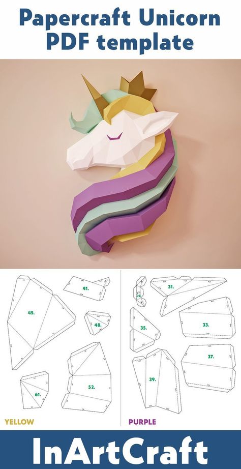 Paper Craft Ideas for Mother's Day: Heartfelt Gifts | How to Make Paper Beads: Unique Jewelry Design Unicorn Template, Simple Paper Flower, 3d Templates, Make Paper Beads, 3d Paper Art, Paper Pop, Papercraft Templates, Origami Crafts Diy, 3d Paper Crafts