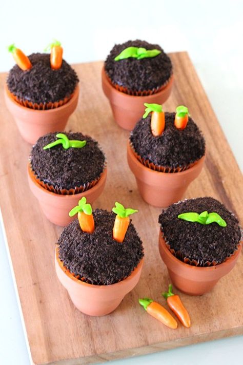 Nails Ideas Easter, Vegetable Garden Cake, Diy Vegetable Garden, Easter Nails Ideas, Frosting For Chocolate Cupcakes, How To Make Sunflower, Easter Craft For Kids, Garden Cupcakes, Sunflower Cupcakes