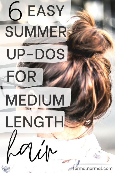 How To Style My Medium Length Hair, Casual Up Dos For Medium Hair, Every Day Updos, Hair Do For Medium Length Hair, Easy Everyday Updos For Medium Hair, Medium Length Updo Easy Casual, Up Do For Medium Length Hair, Easy Shoulder Length Updo, Hairstyles For Medium Length Hair Up