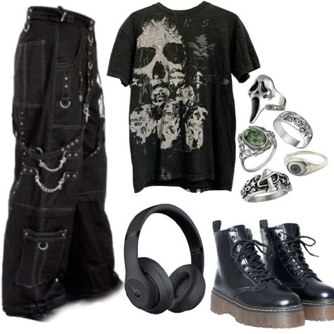 Styl Grunge, Grunge Fits, Long Sleeves Pattern, Masc Outfits, Alt Outfits, Boring Life, Emo Outfits, Punk Outfits, Type S