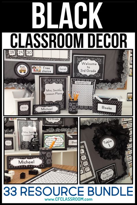 BLACK AND WHITE CLASSROOM DECOR | Clutter-Free Classroom | by Jodi Durgin Black And White Classroom Decor, White Classroom Decor, Boards Door, Classroom Color Scheme, Rustic Classroom Decor, Black And White Classroom, Green Classroom, White Classroom, Aqua Decor