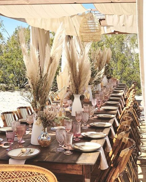 Pampas Grass Wedding Ideas #bohoweddings #weddingideas #bohemian Faux Pampas Grass Decor, Faux Pampas, Festival Bride, Grass Decor, Pampas Grass Decor, Grass Wedding, Home Wedding Decorations, Wedding Decor Inspiration, Wedding Flower Decorations