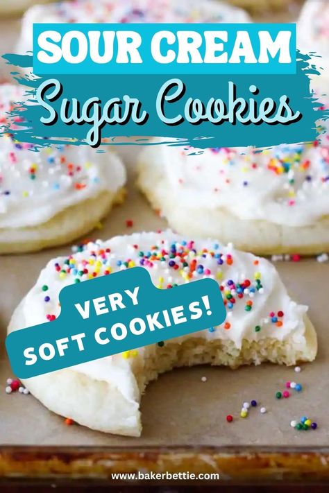 Sour Cream Drop Sugar Cookies, Sour Cream Cutout Sugar Cookies, Soft Rollout Sugar Cookies, Soft Sugar Cookies With Sour Cream, Soft Sugar Cookie Recipe With Sour Cream, Soft Sour Cream Cookies, Sugar Cookies With Sour Cream Recipe, Soft Sour Cream Sugar Cookie Recipe, Sour Cream Sugar Cookies Soft