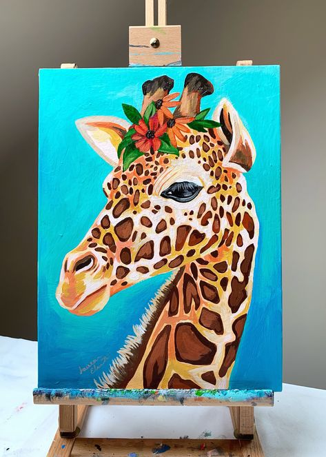 #giraffe #acrylicpainting Elizabeth Animal, Nature Canvas Painting, Animal Canvas Paintings, Lauren Elizabeth, Pro Art, Giraffe Painting, Canvas For Beginners, Small Canvas Paintings, Texture Painting On Canvas