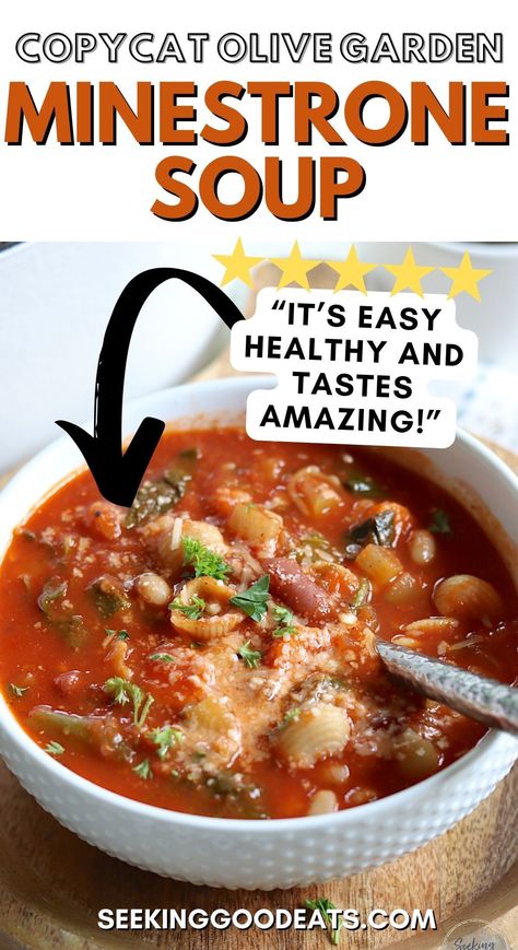 Copycat Olive Garden Minestrone Soup, Copycat Olive Garden Minestrone, Soup Recipes Healthy Low Calories, Classic Minestrone Soup Recipe, Copycat Soup, Olive Garden Minestrone, Olive Garden Minestrone Soup, Copycat Olive Garden, Minestrone Soup Recipe