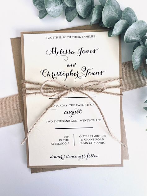 Wedding Invitations Country Rustic, Rustic Wedding Invitation Design, Country Wedding Invitations Rustic, Rustic Invitation Wedding, Wedding Invitations Country, Rustic Wedding Invites, Country Style Wedding Invitations, Sons Wedding, Kraft Invitation