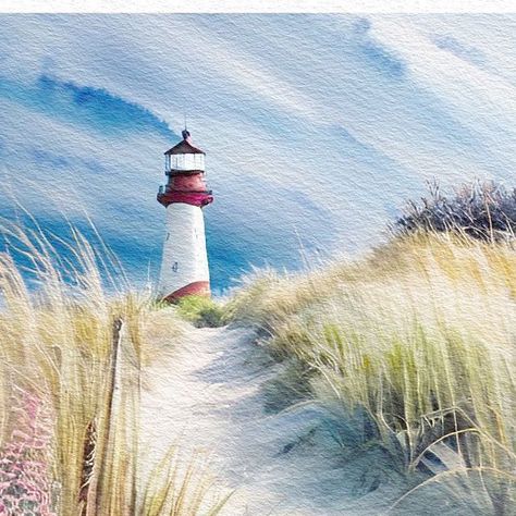 ⚜️ANNE⚜️ on Instagram: "COPYRIGHT “View to the lighthouse” #watercolor #watercolorpainting #watercolorpainter #watercolorart #watercolorartist #aquarelle #aquarellepainting #aquarelleart #aquarelleartist" Lighthouses Watercolor Painting, Watercolour Lighthouse, Lighthouse Watercolor, Watercolor Lighthouse, Watercolour Painting Landscape, Coastal Watercolor, Watercolor Paintings Nature, Watercolor Art Landscape, Lighthouse Painting