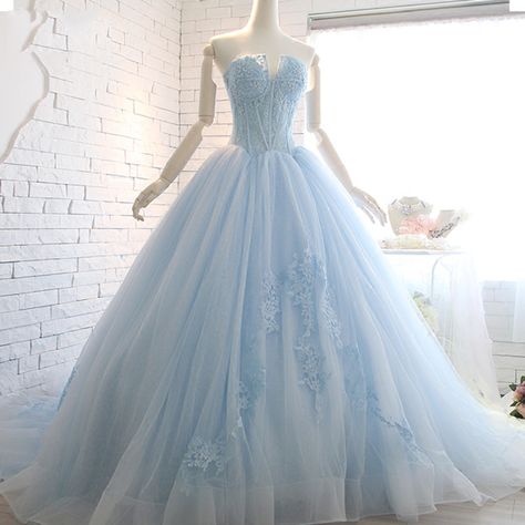 Baby Blue Wedding, Gaun Tulle, Light Blue Wedding Dress, Blue Lace Prom Dress, Blue Wedding Gowns, Sweetheart Bridal, Blue Wedding Dress, Light Blue Prom Dress, Light Blue Wedding