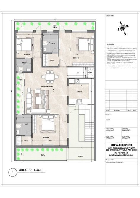 30x60 House Plans, Smart House Plans, Residential Plan, 30x50 House Plans, Residential Building Plan, House Plan Design, 20x40 House Plans, Twin House, Rendered Floor Plan