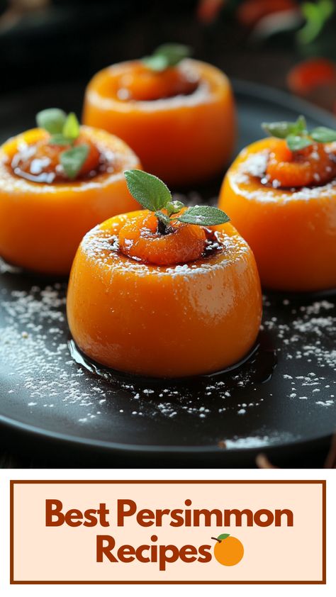 A selection of mouth-watering persimmon dishes, including both sweet desserts and savory recipes, perfect for any occasion. Permission Fruit Recipe, How To Prepare Persimmons, Asian Persimmon Recipes, How To Use Persimmons, Gluten Free Persimmon Recipes, Dried Persimmon Recipes, Persimmon Pudding Recipe, Persimmon Dessert Recipes, Vegan Persimmon Recipes