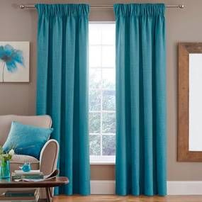 Turquoise Curtains Living Room, Small Great Room, Turquoise Curtains, Curtains Dunelm, Pencil Pleat Curtains, Teal Decor, Pleat Curtains, Yellow Curtains, Turquoise Decor