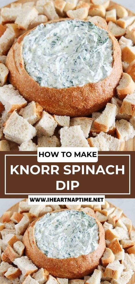 Spinach Dip Appetizers, Spinach Dip Bread Bowl, Bread Dips Recipes, Knorr Spinach Dip, Vegetable Dip Recipe, Christmas Finger Foods, Bread Bowl Recipe, Best Dip Recipes, Dip Recipes Appetizers