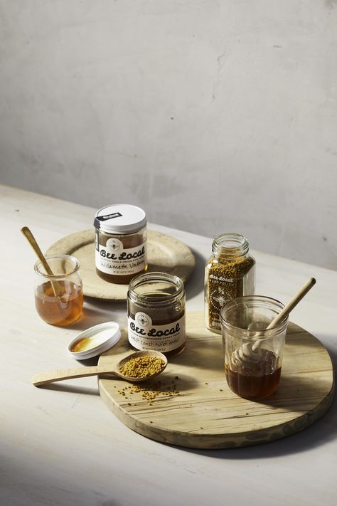 Jam Product Photography, Honey Product Photography, Jam Photography, Leontine Linens, Tiki Drinks, Local Honey, Sustainable Furniture, Honey Jar, Tea Art