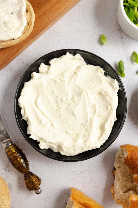 The Best Homemade Cream Cheese Avocado Aioli Recipe, Homemade Cream Cheese Recipe, Easy Homemade Noodles, Strawberry Cream Cheese Cobbler, Cream Cheese Homemade, Cheese Recipes Homemade, Farmhouse On Boone, Homemade Cream Cheese, Dairy Free Cream Cheese