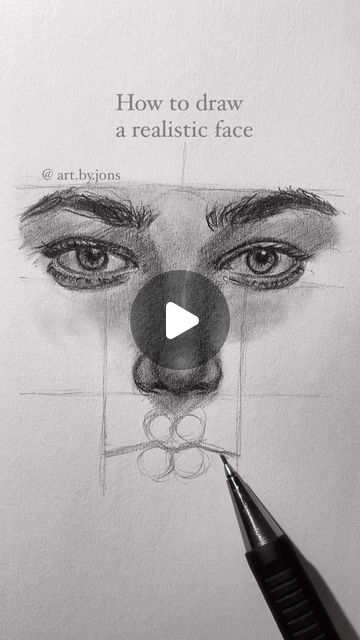 Face Ideas For Drawing, Art Drawings Sketches Simple Face, Face Drawing Inspiration, Cool Drawings Realistic, Simple Portrait Sketch, Sketch Portrait Tutorials, How To Draw Eyes Looking Up, Face Portrait Drawing Tutorial, How To Draw The Face