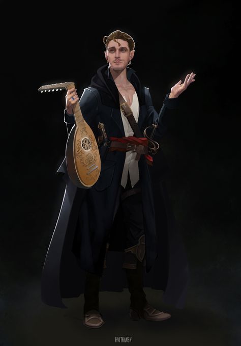 ArtStation - Taerith Naemern, Josephine Chang Medieval Clothing, Half Elf Bard, Npc Ideas, Half Elf, Heroic Fantasy, Male Character, Human Male, Dungeons And Dragons Characters, Dungeons And Dragons Homebrew