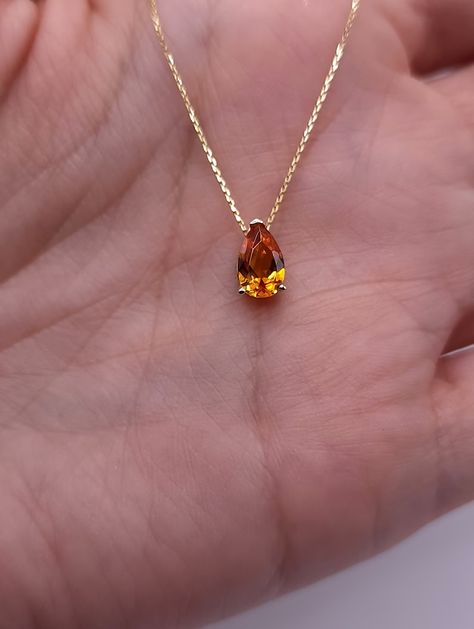 14kt Gold Citrine Teardrop Necklace Citrine Pendant November - Etsy Citrine Jewelry Necklace, November Birthstone Necklace, Yellow Pendant, Citrine Jewelry, Gold Jewelry Stores, Citrine Pendant, Citrine Necklace, Classy Jewelry, Jewelry Lookbook