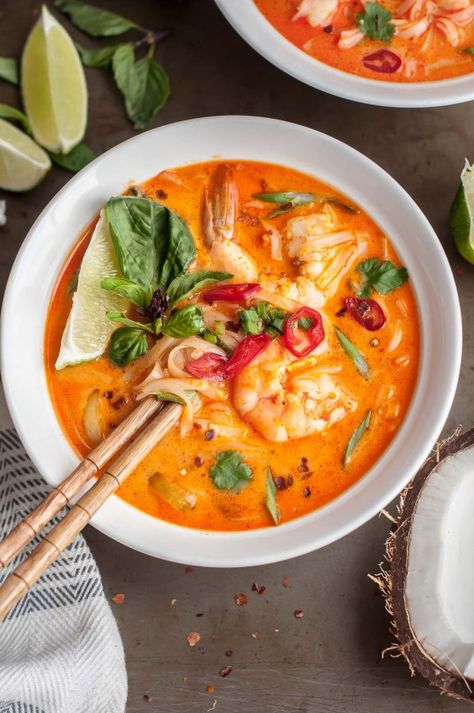 Shrimp Noodle Soup, Shrimp Ideas, Thai Mat, Thai Noodle Soups, Udon Noodle Soup, Shrimp Noodles, Thai Shrimp, Thai Soup, Shrimp Soup