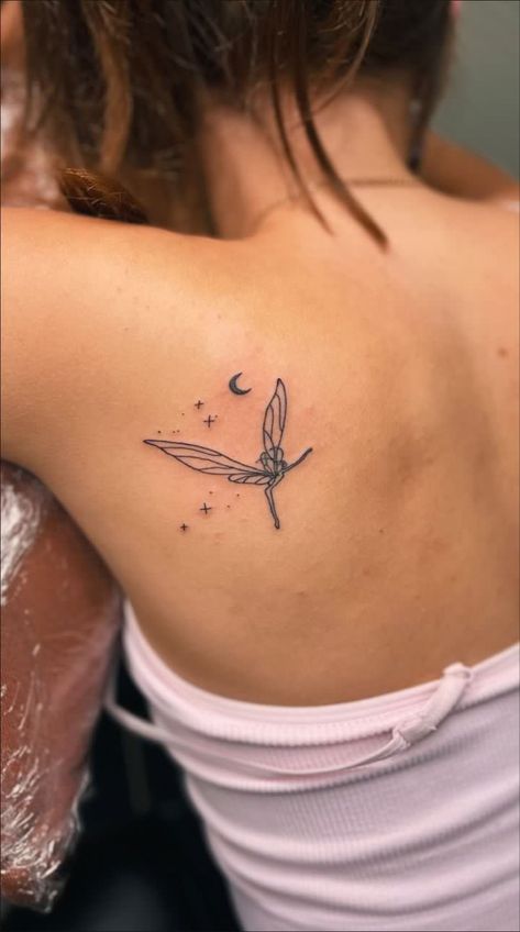 cute tattoo, pretty fairy, mystical, magic, ink, dainty Fairy Hip Tattoo, Pretty Fairy Tattoo, Fairy Tattoo Back, Fairy Dust Tattoo, Fairy Tattoos For Women, Small Fairy Tattoo, Winx Club Tattoo, Magic Tattoo Ideas, Ella Tattoo