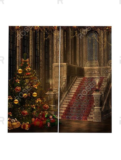 2 Panels Christmas Tree Palace Print Window Curtains , #Aff, #Tree, #Christmas, #Panels, #Palace, #Curtains #affiliate Palace Curtains, Tree Palace, Christmas Panels, Castle Stairs, Stairs Christmas, Christmas Castle, Castle Rooms, Christmas Staircase, Christmas Backdrop