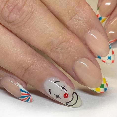 #circus nails by @mee_kanae #vpkanae AVAILABILITIES this week! Call NOW to book 📞646.410.2928! #vanityprojectsnyc… | Instagram Clown Nails, Circus Nails, J Nails, Hello Nails, Magic Nails, Short Gel Nails, Stylish Nails Designs, Goth Nails, French Nail Art