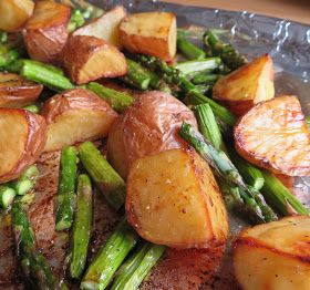 Balsamic Roasted New Potatoes & Asparagus Roasted New Potatoes, Asparagus Balsamic, Potatoes Asparagus, Asparagus Seasoning, Salt Pork, The English Kitchen, Roasted Potato Recipes, New Potatoes, English Kitchen