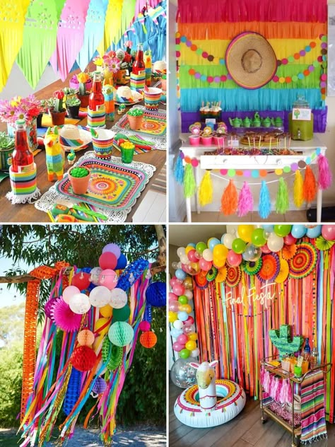 Fiesta Food Ideas Mexican, Diy Mexican Theme Party Decorations, Mexican Fiesta Retirement Party, Fiesta Theme Sweets Table, Mexican Night Ideas Decor, Mexican Beach Party Theme, Mexican Team Party Ideas, Mexico Party Food, South American Themed Party