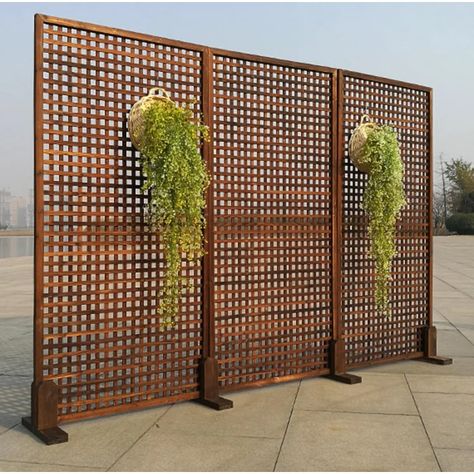 Porpora 6 ft. H x 3 ft. W Wood Privacy Screen | Wayfair Wood Privacy Screen, Pallet Deck Diy, Diy Privacy Screen, Patio Privacy Screen, Wood Trellis, Square Lattice, Patio Privacy, Pallet Patio, Wood Screens