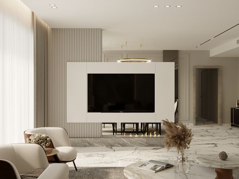 CALM on Behance Interior Design Per La Casa, Contemporary Living Room Design, Living Hall, Living Room Design Inspiration, Living Room Partition, Living Room Partition Design, Design Salon, Room Partition Designs, Condo Living