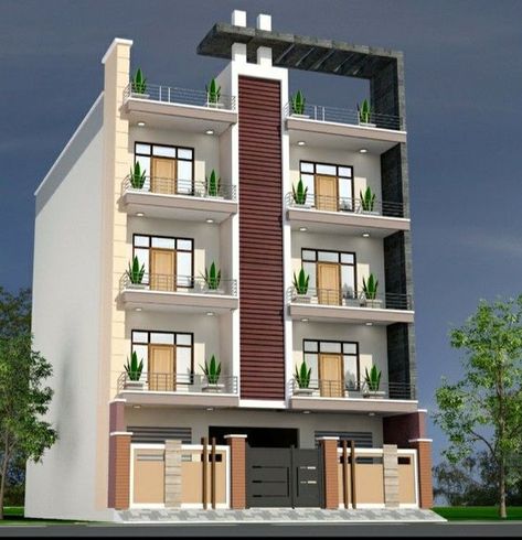 3 Storey Apartment Design, Apartment Building Layout, Apartment Exterior Design, Small Apartment Building Design, Residential Building Plan, Building Front Designs, 3 Storey House Design, Small Apartment Building, Two Story House Design