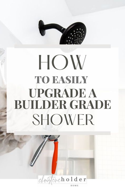 Create a luxury shower experience by switching your shower head to the Moen Velocity Shower Head. It creates a rain shower experience without sacrificing the water pressure. It’s a quick and easy way to upgrade a builder grade shower. Shower Upgrades, Easy Home Renovations, Shower Inserts, Builder Grade, Luxury Shower, Spa Decor, Creative Home Decor, Shower Stall, Home Upgrades