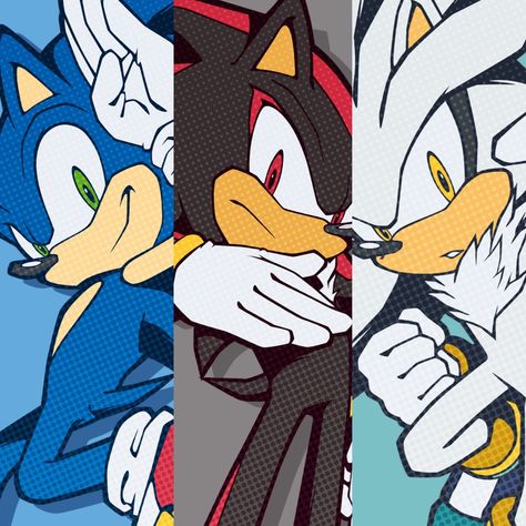 Sonic The Hedgehog And Friends, Sonic Trio Pfp, Shadow Sonic Silver, Sonic Silver Shadow, Sss Trio, Sonic And Silver, Sonic Shadow And Silver, Shadow And Silver, Sonic And Friends