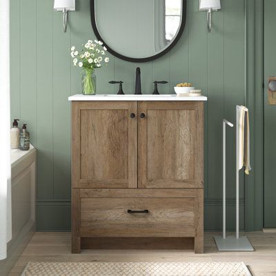 27inch Bathroom Vanity, Small Half Bathroom Vanity, Bathroom Remodel Rustic Farmhouse Style, Wood Stained Bathroom Cabinets, 32 Inch Bathroom Vanity Wood, Bathroom Ideas With Wood Vanity, 30 Inch Bathroom Vanity Wood, Small Bathroom Vanity Wood, Wood Vanity On Wood Floor