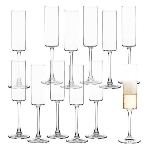 UMEIED Champagne Flutes, 6oz Edge Champagne Glasses Set of 12 with Long Stem - Sparkling Wine Glasses & Elegant Gift for Home, Wedding, Anniversary, Party, Birthday, Clear Modern Champagne Flutes, Brand Anniversary, Champaign Glasses, Sparkling Wine Glasses, Best Champagne, Wedding Flutes, Champagne Flute Set, Party Inspo, Clear Glasses