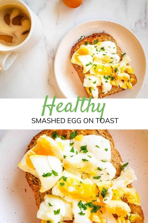 Smashed egg on toast is an easy, but delicious breakfast that you can make in a matter of minutes. A healthy and simple recipe with plenty of flavor. Soft Boiled Egg Toast, Healthy Breakfast Boiled Egg, Simple Healthy Breakfast Ideas With Eggs, Healthy Boiled Egg Breakfast, Soft Boiled Egg Breakfast Ideas, Easiest Healthy Breakfast, Smashed Eggs On Toast, Soft Boiled Egg Recipes, Soft Boiled Eggs Breakfast Ideas