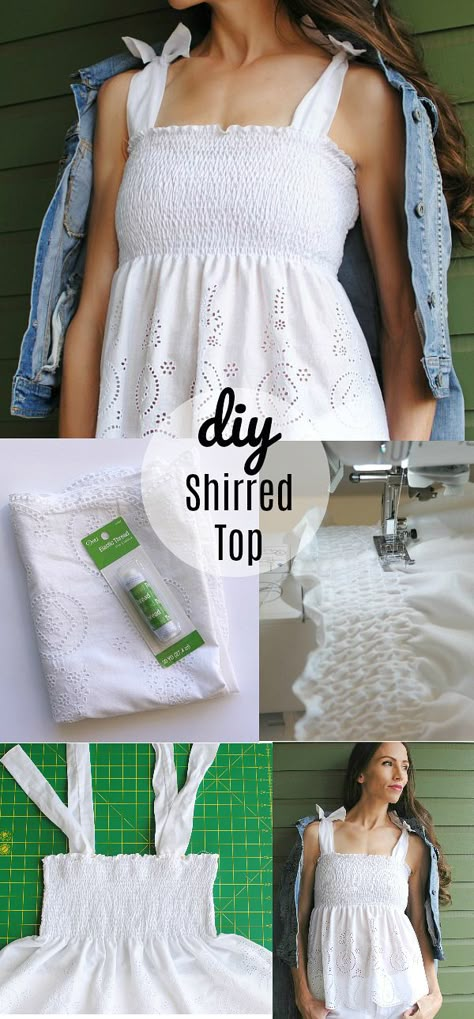 DIY: Guide to Shirring Emily Hobby, Sewing Pattern Summer Top, Diy Tops For Women Tutorials, Diy Shirred Skirt, Diy Shirred Top, How To Sew Shirring, How To Make A Shirred Top, Shirred Top Pattern, Diy Summer Tops