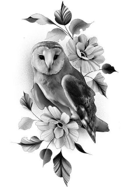 Owl Flower Tattoo For Women, Owl Sleeve Tattoo Women, Owl With Flowers Tattoo, Owl And Flower Tattoo, Owl Arm Tattoo, Snow Owl Tattoo, Owl Tattoo For Women, White Owl Tattoo, Hummingbird Flower Tattoos