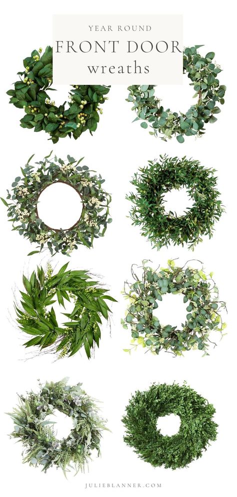 Year Round Front Door Wreaths, Artificial Wreaths For Front Door, All Year Round Wreath, Entry Way Wreath, Double Door Front Door Ideas, Reef For Front Door, Year Round Door Wreaths, Year Round Wreaths For Front Door Diy, Wreath All Year Round