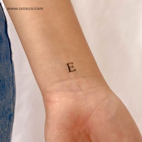 E Serif Capital Letter Temporary Tattoo - Set of 3 Fonts for tattoos #fontsfortattoos tattoo #tattoo tattoos #tattoos fonts #fonts font #font 10.57 Letter E Finger Tattoo, Initial E Tattoo, E Initial Tattoo, E Tattoo Letter, Letter E Tattoo, E Tattoos, Initial Tattoo Ideas, Vertical Tattoo, Fonts For Tattoos